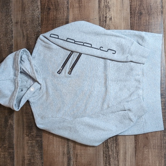 PRPS Hoodie Hooded Sweatshirt Gray Pullover Fleece Lined Zippers Size Medium - Picture 1 of 11